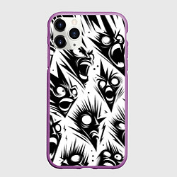 Чехол iPhone 11 Pro матовый Свирепые мордочки - паттерн, цвет: 3D-фиолетовый
