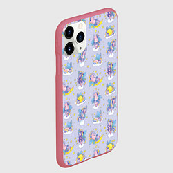 Чехол iPhone 11 Pro матовый Единороги в облаках, цвет: 3D-малиновый — фото 2