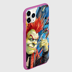Чехол iPhone 11 Pro матовый Панк Шрек на фоне домов, цвет: 3D-фиолетовый — фото 2