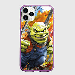Чехол iPhone 11 Pro матовый Шрек в осеннем лесу