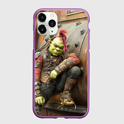 Чехол iPhone 11 Pro матовый Шрек в панковских шмотках