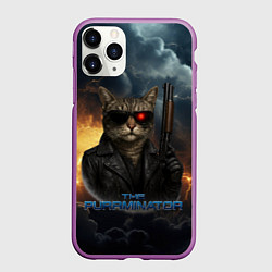 Чехол iPhone 11 Pro матовый The purrminator кот терминатор