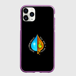 Чехол iPhone 11 Pro матовый Вода и мед желто-голубой орнамент, цвет: 3D-фиолетовый