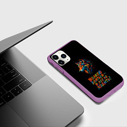 Чехол iPhone 11 Pro матовый Волк брызги краски, цвет: 3D-фиолетовый — фото 2