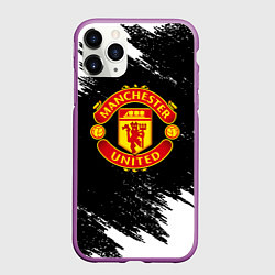 Чехол iPhone 11 Pro матовый Манчестер Юнайтед белые краски, цвет: 3D-фиолетовый