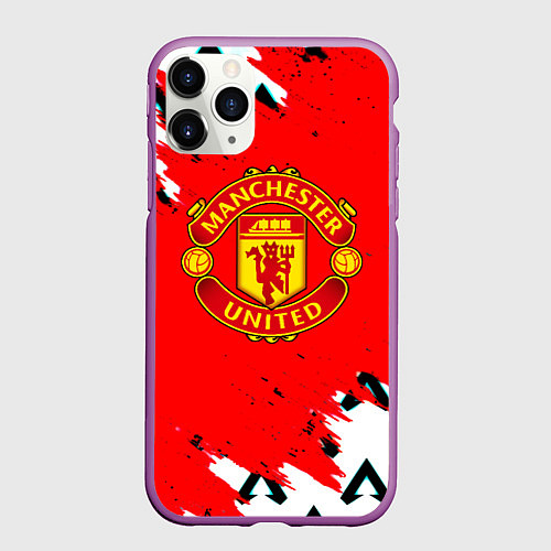 Чехол iPhone 11 Pro матовый Манчестер Юнайтед символы краски / 3D-Фиолетовый – фото 1
