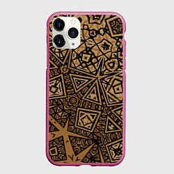 Чехол iPhone 11 Pro матовый Золотая метаморфоза на черном