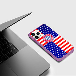 Чехол iPhone 11 Pro матовый Бавария Мюнхен сша паттерн, цвет: 3D-фиолетовый — фото 2