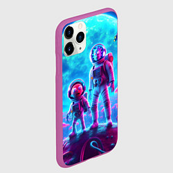 Чехол iPhone 11 Pro матовый Космонавты Рик и Морти на планете неоновых грибов, цвет: 3D-фиолетовый — фото 2