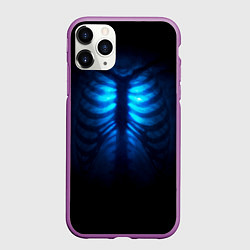Чехол iPhone 11 Pro матовый Душа синяя - позвоночник и рёбра просвечиваются