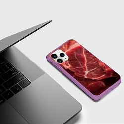 Чехол iPhone 11 Pro матовый Текстура мяса, цвет: 3D-фиолетовый — фото 2