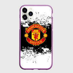 Чехол iPhone 11 Pro матовый Манчестер Юнайтед черно белые краски лого