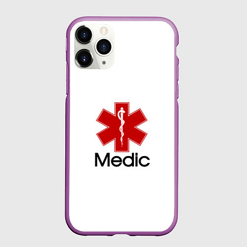Чехол iPhone 11 Pro матовый Медик / 3D-Фиолетовый – фото 1