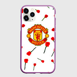 Чехол iPhone 11 Pro матовый Манчестер Юнайтед розы паттерн