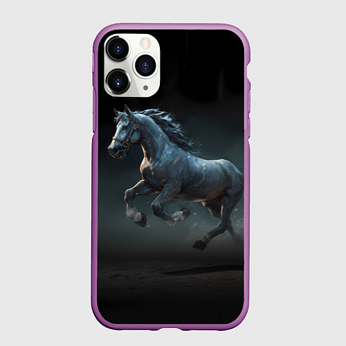 Чехол iPhone 11 Pro матовый Конь бегун / 3D-Фиолетовый – фото 1