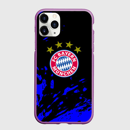 Чехол iPhone 11 Pro матовый Бавария Мюнхен синие краски / 3D-Фиолетовый – фото 1