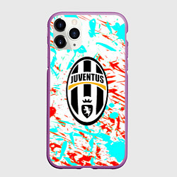 Чехол iPhone 11 Pro матовый Ювентус штрихи красок текстура