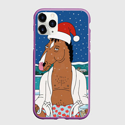 Чехол iPhone 11 Pro матовый Новогодний Конь Боджек