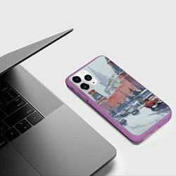 Чехол iPhone 11 Pro матовый Старинная Москва - новый год, цвет: 3D-фиолетовый — фото 2