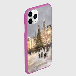 Чехол iPhone 11 Pro матовый Новогодние гуляния в Москве, цвет: 3D-фиолетовый — фото 2