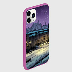 Чехол iPhone 11 Pro матовый Ночь в новогодней Москве, цвет: 3D-фиолетовый — фото 2