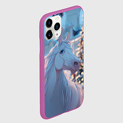 Чехол iPhone 11 Pro матовый Белая лошадка у новогодней елки, цвет: 3D-фиолетовый — фото 2