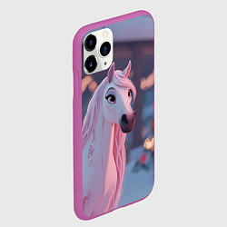 Чехол iPhone 11 Pro матовый Лошадка и новогодняя елка, цвет: 3D-фиолетовый — фото 2