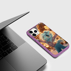 Чехол iPhone 11 Pro матовый Лошадка отмечает новый год, цвет: 3D-фиолетовый — фото 2