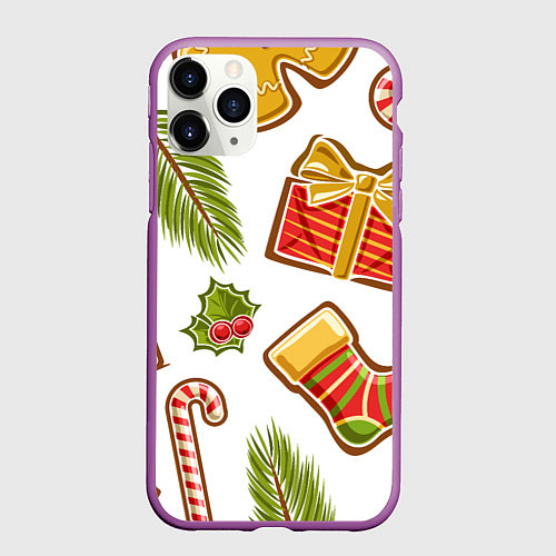 Чехол iPhone 11 Pro матовый Рождественский вайб / 3D-Фиолетовый – фото 1