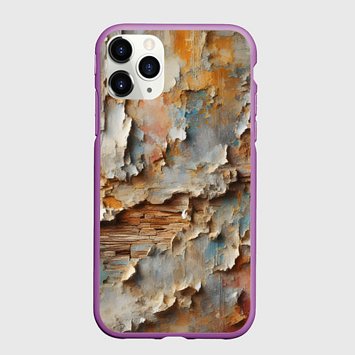 Чехол iPhone 11 Pro матовый Старая штукатурка на стене - абстракция / 3D-Фиолетовый – фото 1