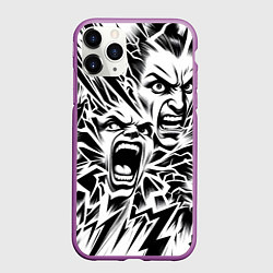 Чехол iPhone 11 Pro матовый Свирепые лица и молнии - нейроарт