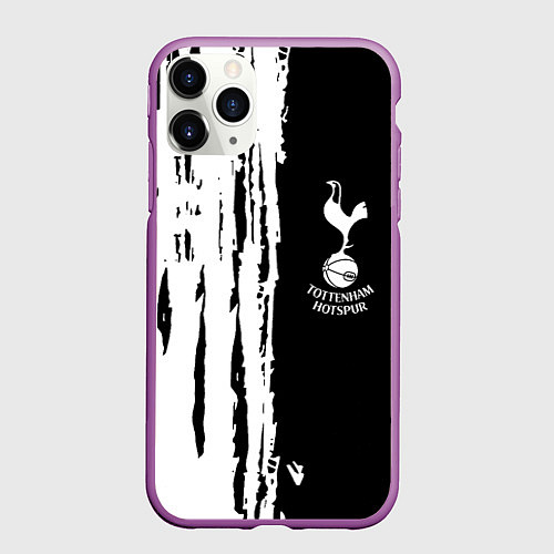 Чехол iPhone 11 Pro матовый Tottenham Hotspur белые краски / 3D-Фиолетовый – фото 1