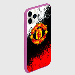 Чехол iPhone 11 Pro матовый Манчестер Юнайтед краски всплеск, цвет: 3D-фиолетовый — фото 2