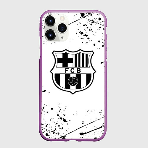 Чехол iPhone 11 Pro матовый Barcelona брызги красок / 3D-Фиолетовый – фото 1