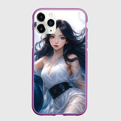 Чехол iPhone 11 Pro матовый Синий змей и девушка