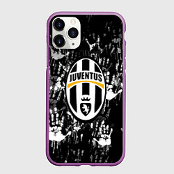 Чехол iPhone 11 Pro матовый Ювентус текстура руки краски