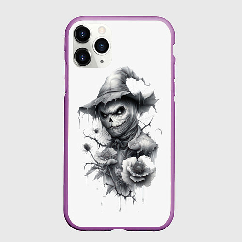 Чехол iPhone 11 Pro матовый Eerie Scarecrow / 3D-Фиолетовый – фото 1
