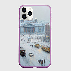 Чехол iPhone 11 Pro матовый Новогодняя улица Питера