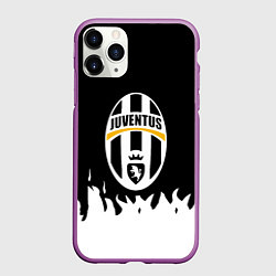 Чехол iPhone 11 Pro матовый Ювентус белый огонь текстура