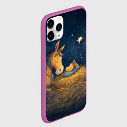 Чехол iPhone 11 Pro матовый Лошадка спит с жеребенком, цвет: 3D-фиолетовый — фото 2