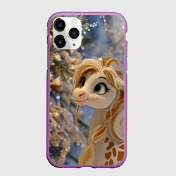 Чехол iPhone 11 Pro матовый Новогодняя лошадка в крапинку, цвет: 3D-фиолетовый