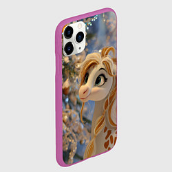 Чехол iPhone 11 Pro матовый Новогодняя лошадка в крапинку, цвет: 3D-фиолетовый — фото 2