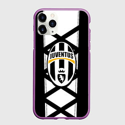 Чехол iPhone 11 Pro матовый Ювентус геометрия полосы линии, цвет: 3D-фиолетовый