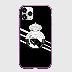 Чехол iPhone 11 Pro матовый Реал Мадрид полосы текстура линии, цвет: 3D-фиолетовый