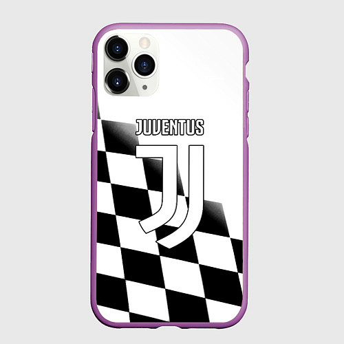 Чехол iPhone 11 Pro матовый Ювентус клетка краски / 3D-Фиолетовый – фото 1