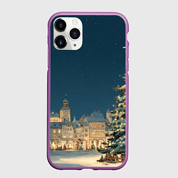 Чехол iPhone 11 Pro матовый Новогодняя атмосфера в городе, цвет: 3D-фиолетовый