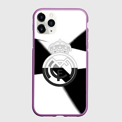 Чехол iPhone 11 Pro матовый Реал Мадрид геометрия полосы, цвет: 3D-фиолетовый