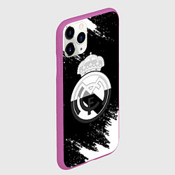 Чехол iPhone 11 Pro матовый Реал Мадрид черно белые краски, цвет: 3D-фиолетовый — фото 2
