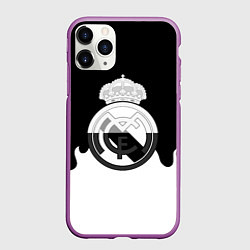 Чехол iPhone 11 Pro матовый Реал Мадрид огонь белый, цвет: 3D-фиолетовый