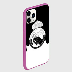 Чехол iPhone 11 Pro матовый Реал Мадрид огонь белый, цвет: 3D-фиолетовый — фото 2